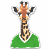Sticker Girafe Mignonne Portant un Pull Vert (Devant)