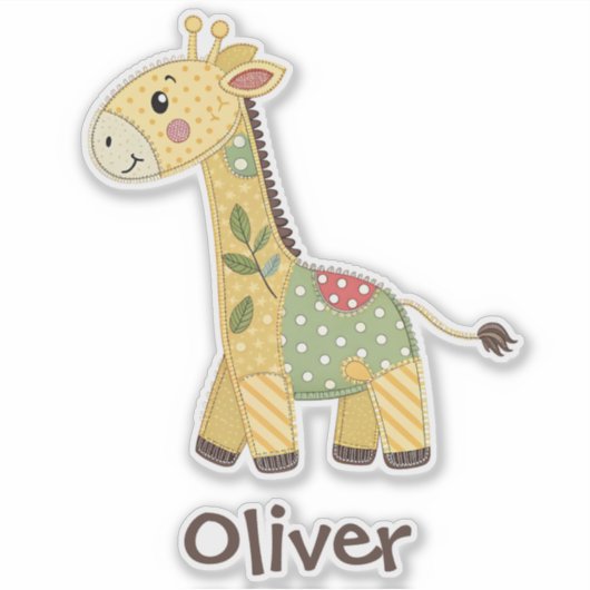 Sticker Girafe Patchwork Mignon (Devant)