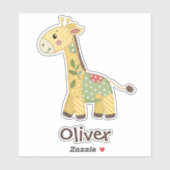 Sticker Girafe Patchwork Mignon (Feuille)
