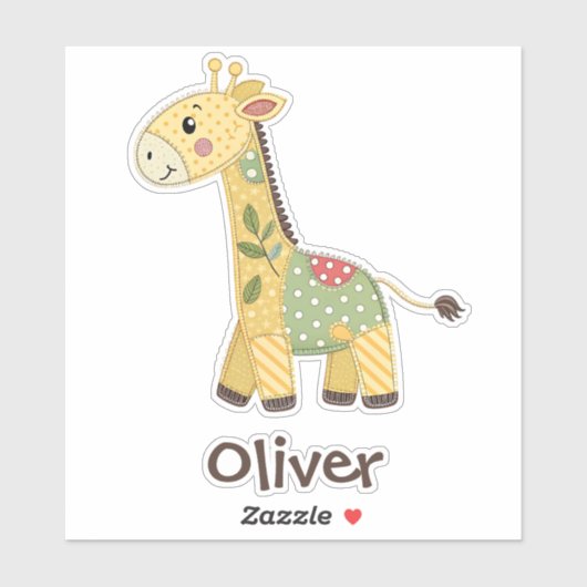 Sticker Girafe Patchwork Mignon (Feuille)