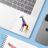 Sticker Girafe Verre Coloré (Ordinateur portable avec iPhone)