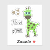 Sticker girafe verte (Feuille)