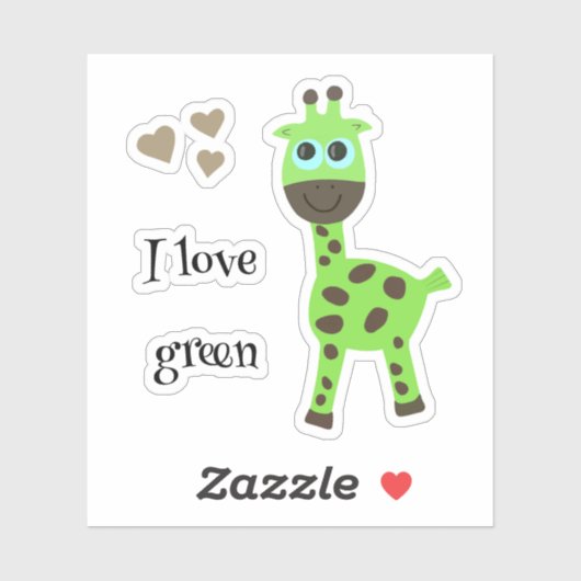 Sticker girafe verte (Feuille)