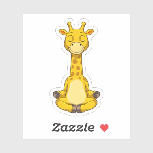 Sticker Giraffe à la méditation de Yoga (Feuille)