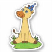 Sticker Giraffe avec casquette de fête (Devant)