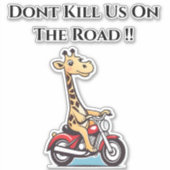 Sticker Giraffe Cartoon À Moto, (Devant)