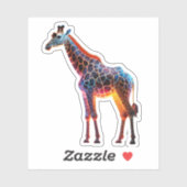 Sticker Giraffe colorée (Feuille)