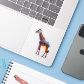 Sticker Giraffe colorée (Ordinateur portable avec iPhone)
