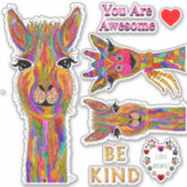 Sticker Giraffe de Llama mignonne et mots merveilleux Stic (Devant)