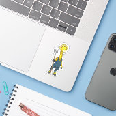 Sticker Giraffe en fermier avec Pitchfork (Ordinateur portable avec iPhone)