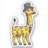 Sticker Giraffe en Gentleman avec Casquette, Cravate et Mo (Recto)