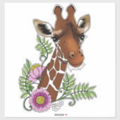 Sticker Giraffe Fleurs de Portrait Jaunes (Feuille)