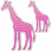 Sticker Giraffe géométrique moderne, Fuchsia et rose clair (Devant)