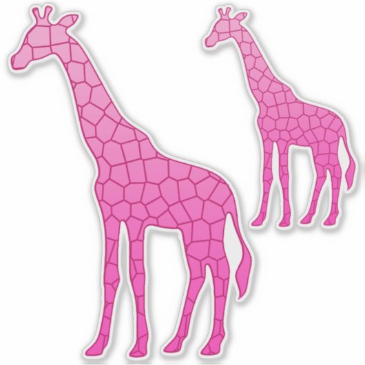 Sticker Giraffe géométrique moderne, Fuchsia et rose clair (Devant)