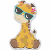 Sticker Giraffe Mignonne, Giraffe Avec Lunettes De Soleil, (Devant)