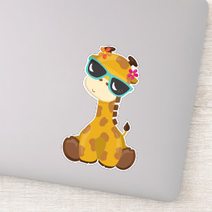 Sticker Giraffe Mignonne, Giraffe Avec Lunettes De Soleil,
