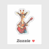 Sticker Giraffe Portant des lunettes de soleil Jouer Guita (Feuille)