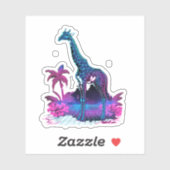 Sticker Giraffe Synthwave Vaporwave Art (Feuille)