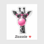 Sticker Giraffe Women Giraffe Face with Sunglasses Wild An (Feuille)
