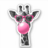 Sticker Giraffe Women Giraffe Face with Sunglasses Wild An (Devant)