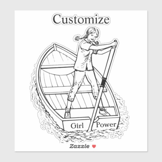 Sticker Girl Power Sculling Boat Thunder_Cove (Feuille)