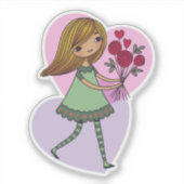 Sticker Girl With Flowers (Devant)