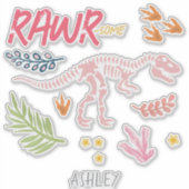 Sticker Girls Cute Raw-Some Pink Dinosaur Kids  (Devant)