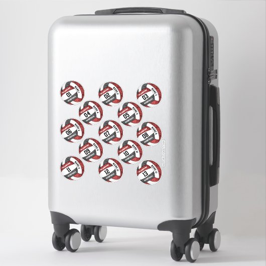 Sticker girly maroon noir volleyball noms de joueur jeu 13 (Sur valise)