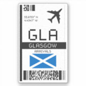 Sticker GLA Glasgow Boarding Pass - Scotland Travel (Devant)