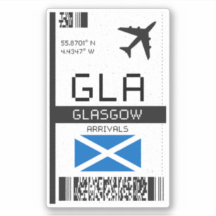 Sticker GLA Glasgow Boarding Pass - Scotland Travel