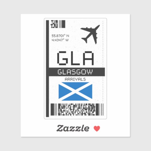 Sticker GLA Glasgow Boarding Pass - Scotland Travel (Feuille)