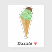 Sticker Glace Menthe Chocolat Avec Cône Biscuit (Feuille)