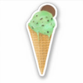 Sticker Glace Menthe Chocolat Avec Cône Biscuit (Devant)
