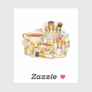 Sticker Glam Champagne Or Maquillage et Diamants
