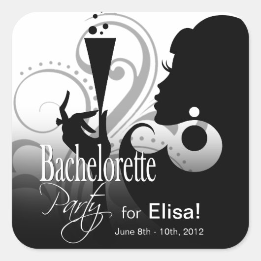 Sticker Glam Cocktail Lady | noir blanc GRAND (Devant)