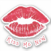 Sticker Glam Red Lips "Kiss Me Now" Vinyl (Devant)