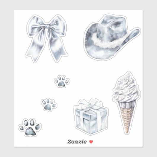 Sticker Glam Silver Bow (Feuille)