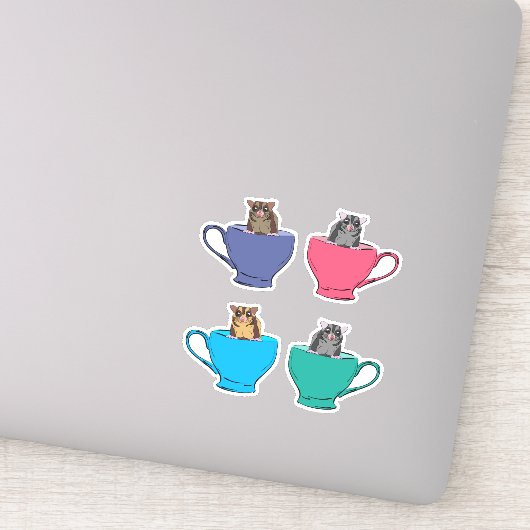 Sticker Glisseurs de sucre dans les tasses à thé mou (Détail)