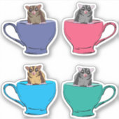 Sticker Glisseurs de sucre dans les tasses à thé mou (Devant)