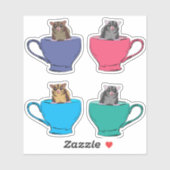 Sticker Glisseurs de sucre dans les tasses à thé mou (Feuille)