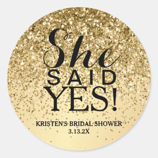 Sticker - Glitter Glitter Ze zei ja (Voorkant)