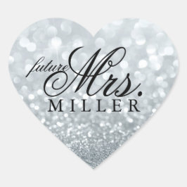 Sticker - Glitter Heart Fab future Mrs