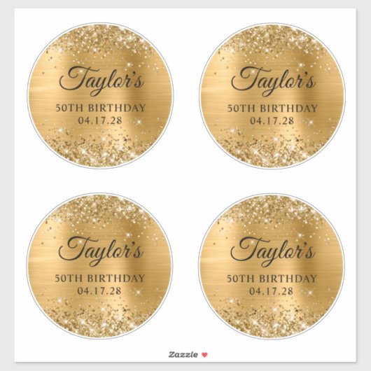 Sticker Glittery Gold 6" Cercles 50e anniversaire (Feuille)