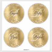 Sticker Glittery Gold 6" Cercles Fancy Monogramme (Feuille)