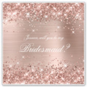Sticker Glittery Rose Gold Bridesmaid boîte cadeau (Devant)