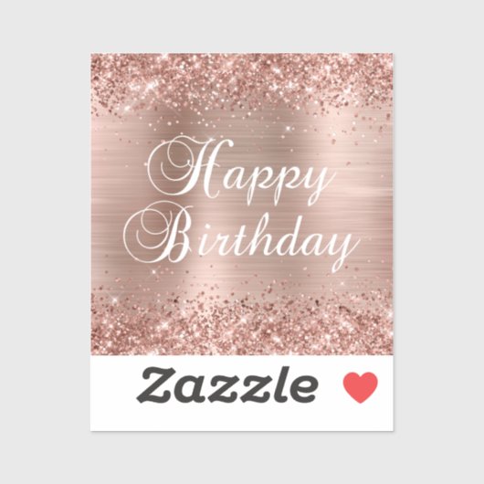 Sticker Glittery Rose Gold Foil Joyeux anniversaire (Feuille)