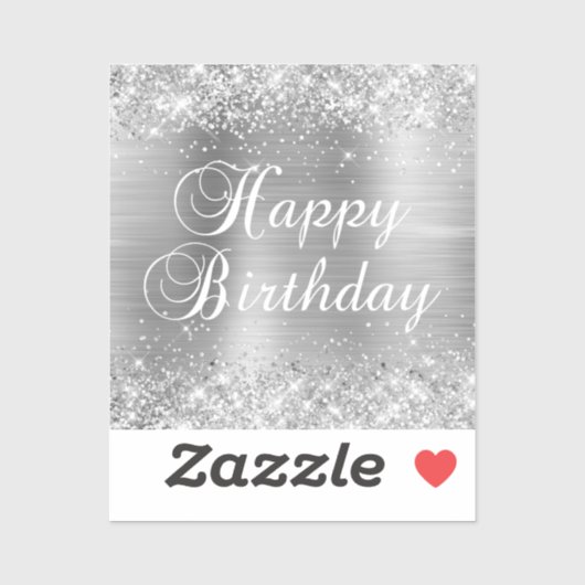 Sticker Glittery Silver Foil Joyeux anniversaire (Feuille)