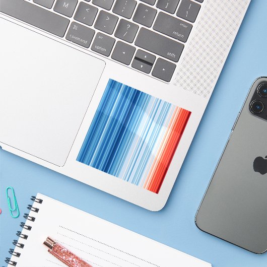 Sticker Global Warming Stripes Earth Climate Change (Ordinateur portable avec iPhone)