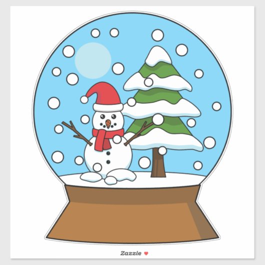Sticker Globe de neige avec Snowman et Pine Tree (Feuille)