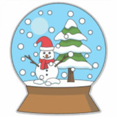 Sticker Globe de neige avec Snowman et Pine Tree (Devant)